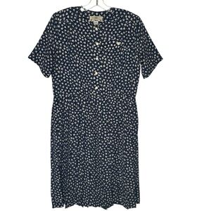 Vintage Orvis Ditsy Floral Dress Cottagecore Prairie Short Sleeve Sz 14 P Modest